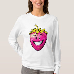 T-shirt Longueur à la fraise rose