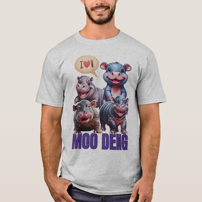 T-shirt Loo moo Deng Thai drôle célèbre petit bébé hippo (Devant)