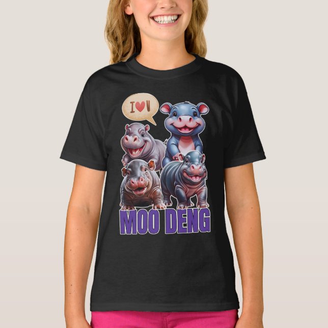 T-shirt Loo moo Deng Thai drôle célèbre petit bébé hippo (Devant)