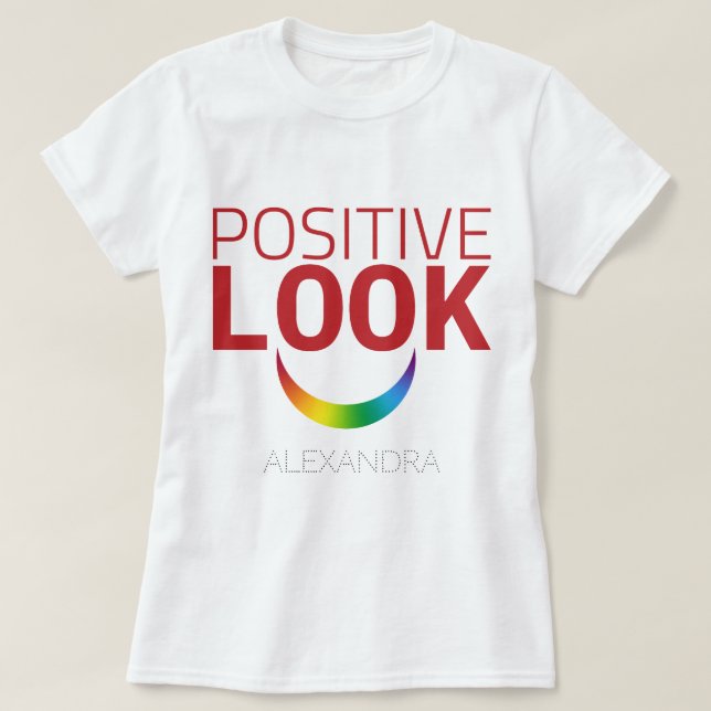 T-shirt Look positif Yeux sourire rouge arc-en-ciel LGBT G (Design devant)
