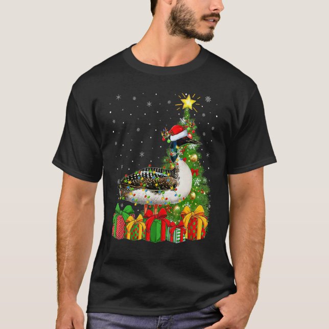 T-shirt Loon Bird   Xmas Holiday Santa Loon Bird Christmas (Devant)