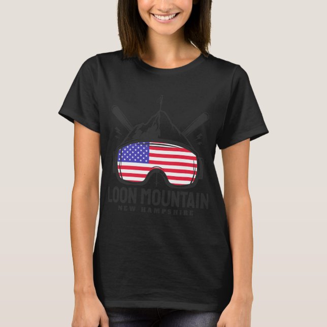 T-shirt Loon Mountain New Hampshire Usa Ski Retro Skiing  (Devant)