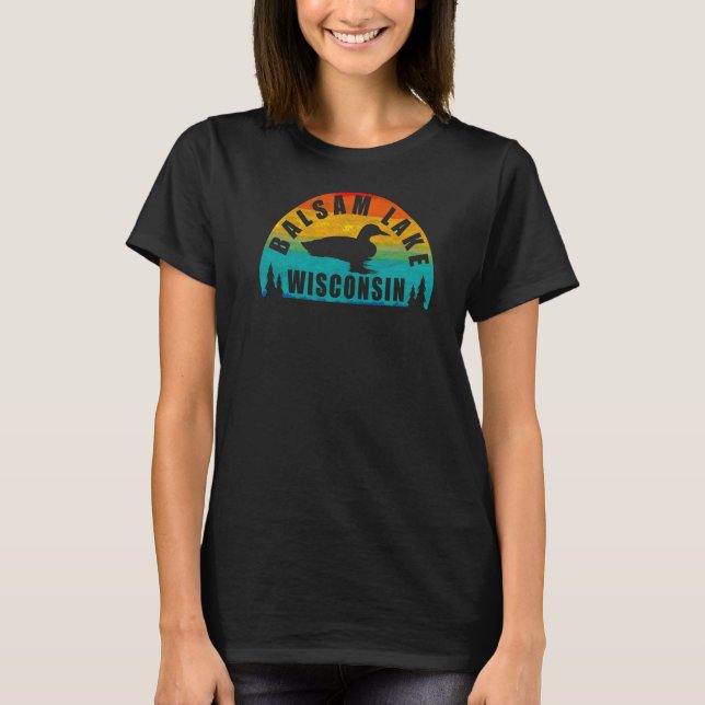 T-shirt Loon Sunset du lac Balsam Nord Wisconsin (Devant)