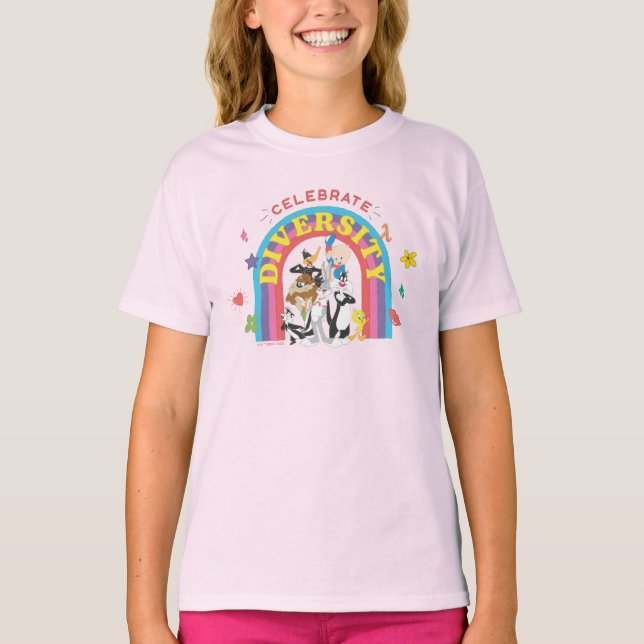 T-shirt LOONEY TUNES™ - Celebrate Diversity Pride Arc-en-c (Devant)