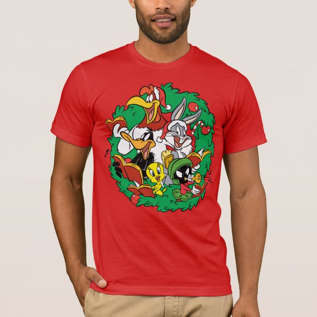 T-shirt LOONEY TUNES™ Group Christmas Wreath (Devant)
