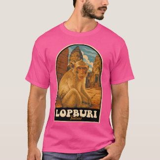 T-shirt Lopburi Thaïlande Monkey Temple Poster vintage Des
