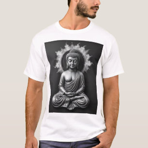 T-shirt Lord Buddha - Serene Charcoal Art Portrait