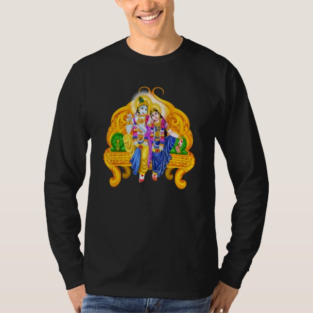 T-shirt Lord Krishna Et Devi Radha Méditation De La Déité  (Devant)