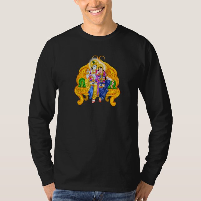 T-shirt Lord Krishna Et Devi Radha Méditation De La Déité  (Devant)