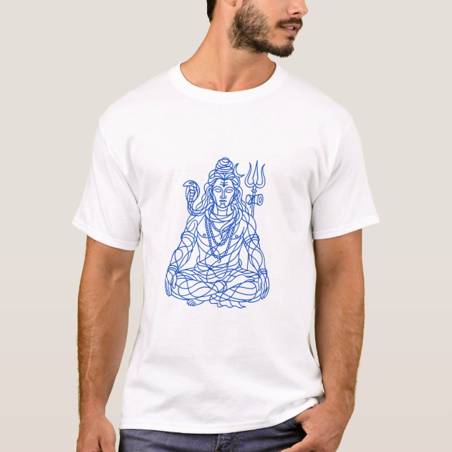 T-shirt Lord Shiva Scribbled Line Art (Devant)