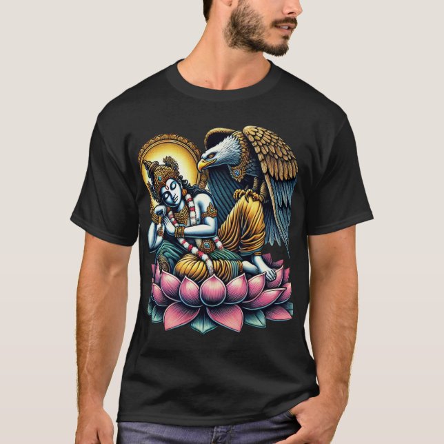 T-shirt Lord Vishnu sur Lotus dans la Crypte de l'aigle :  (Devant)
