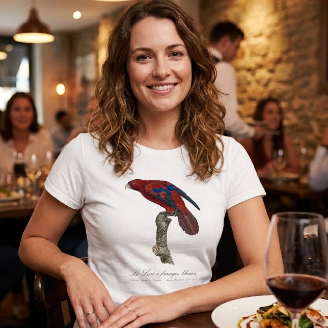 T-shirt Lori à queue brune, Trichoglossus borneus (Long-Tailed Red Lory, Trichoglossus borneus. Women Basic White T-Shirt)