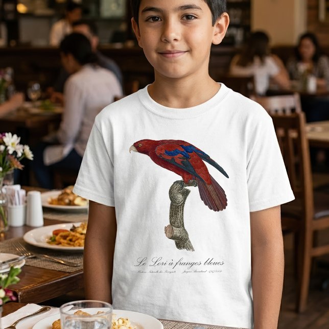 T-shirt Lori à queue brune, Trichoglossus borneus (Long-Tailed Red Lory, Trichoglossus borneus. Boy Basic White T-Shirt)