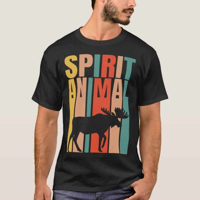 T-shirt L'orignal est mon esprit Animal Retro (Devant)