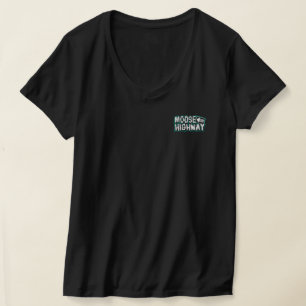 T-shirt L'orignal sur une chemise pour femmes (Noire)