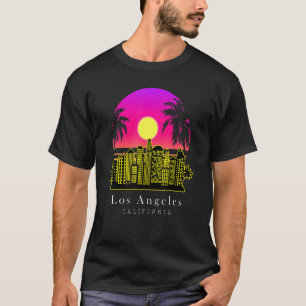 T-shirt Los Angeles California Centre-Ville Et Palms Trees