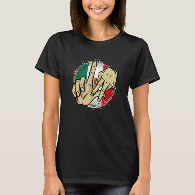 T-shirt Los Angeles California Chicano Mexico Flag LA Hand (Devant)