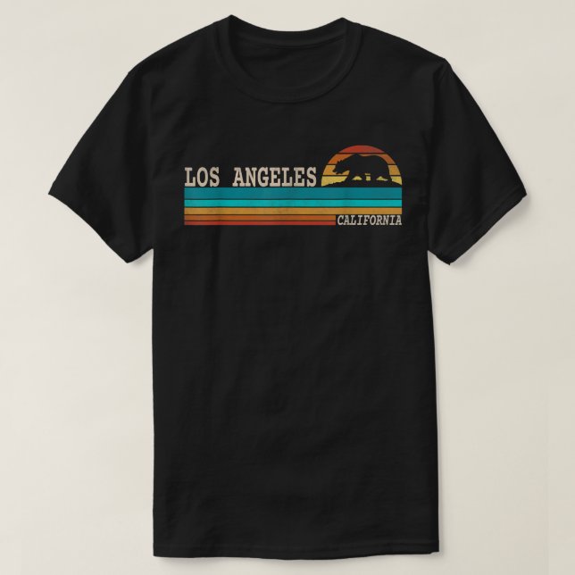 T-shirt Los Angeles California State Bear Retro Sunset (Design devant)