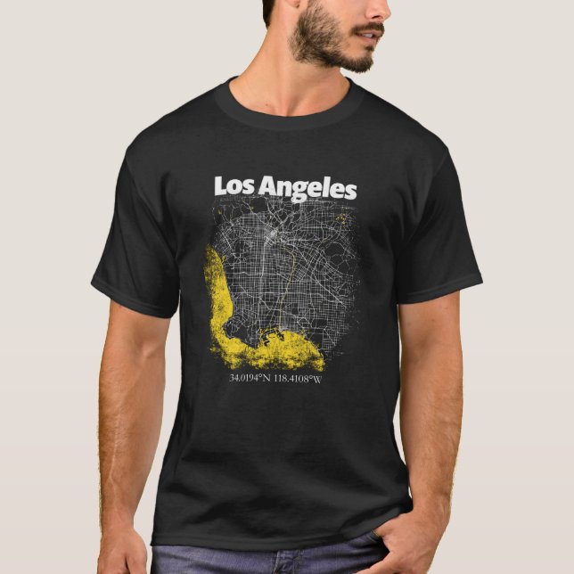 T-shirt Los Angeles California Street Map Hometown Pride S (Devant)