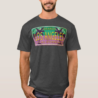 T-shirt Los Angeles California USA Palm Trees License Pla