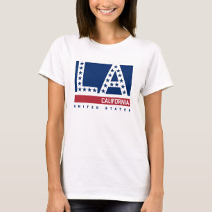 T-shirt Los Angeles, la Californie horizon rouge, blanc et