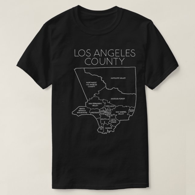 T-shirt Los Angeles Map California LA Quartiers Urbain (Design devant)