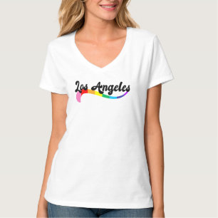 T-shirt Los Angeles Retro Rainbow Script Fête d'anniversai