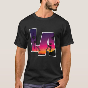 T-shirt Los Angeles Skyline La Sunset California Palm Tree