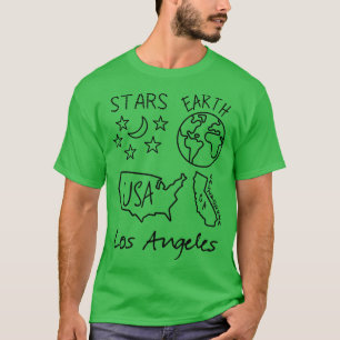 T-shirt Los Angeles Stars Earth USA California Black Text