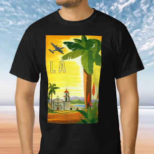 T-shirt Los Angeles vintage, Californie Mission avec palmi