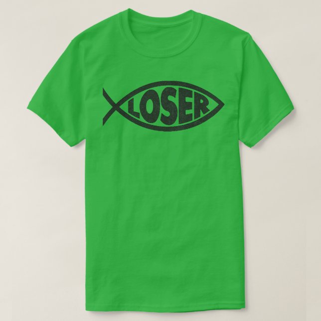 T-shirt Loser Slacker 90s Jésus poisson Noir (Design devant)