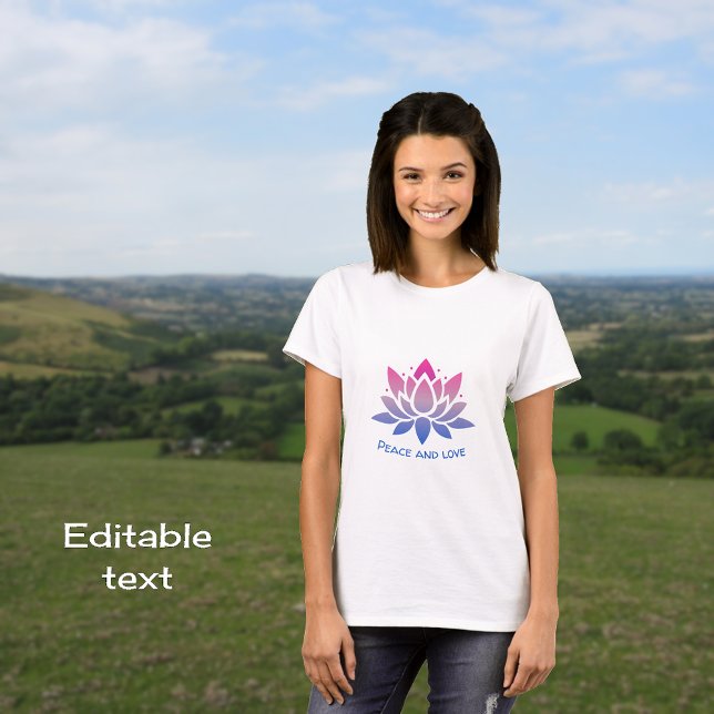T-shirt Lotus fleur bleu rose texte personnalisé (Créateur téléchargé)