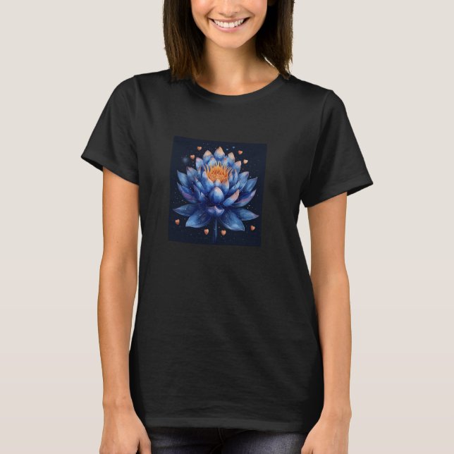 T-shirt Lotus Fleurs Et Coeurs Boho Style Graphique (Devant)