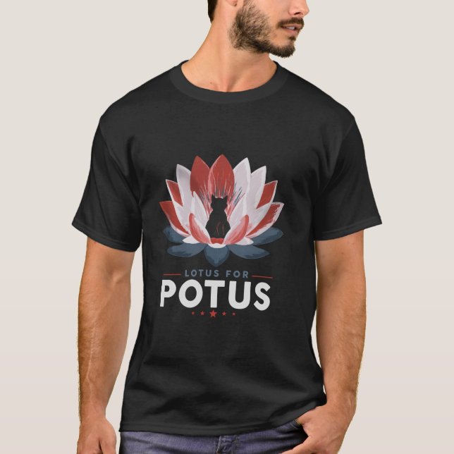 T-shirt Lotus pour Potus Kamala Harris 2024 Chat L sans en (Devant)