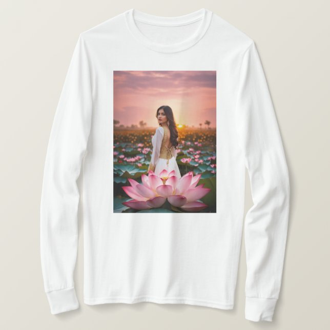T-shirt Lotus Radiance : Un ballet florissant de rose et G (Design devant)