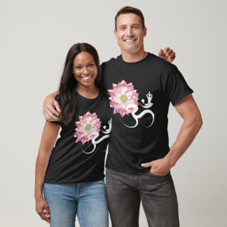 T-shirt Lotus Rose Yoga Fleur et Calligraphie Zen Om Aum