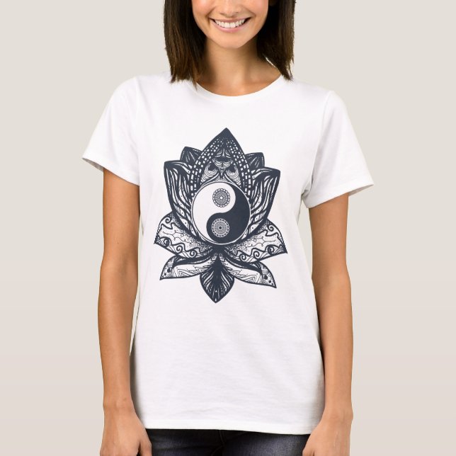 T-shirt Lotus Yin Yang, Femmes Yoga (Devant)