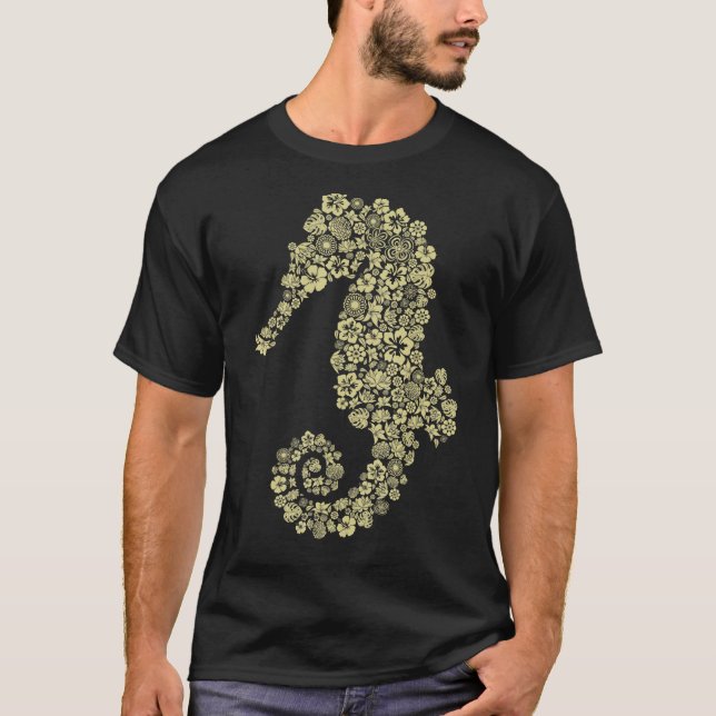 T-shirt Lou Mae Seahorse Vie marine Tee Hommes Décontracté (Devant)