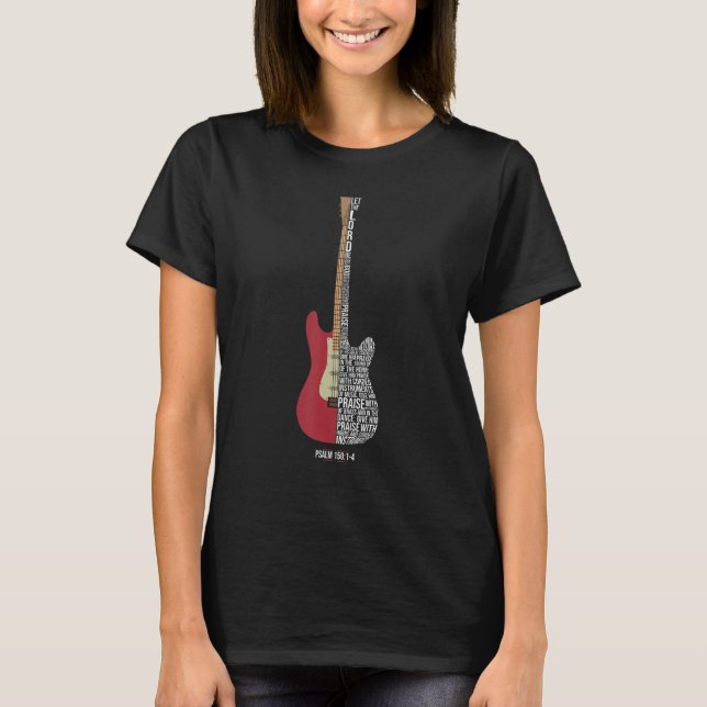T-shirt Louez-le avec des cordes - Psaume 150 - Gui électr (Devant)