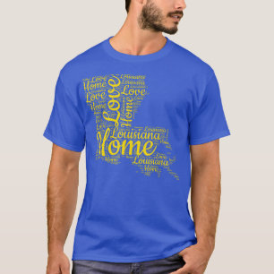 T-shirt Louisiana Accueil Plan d'état Cadeau LA Gold Love