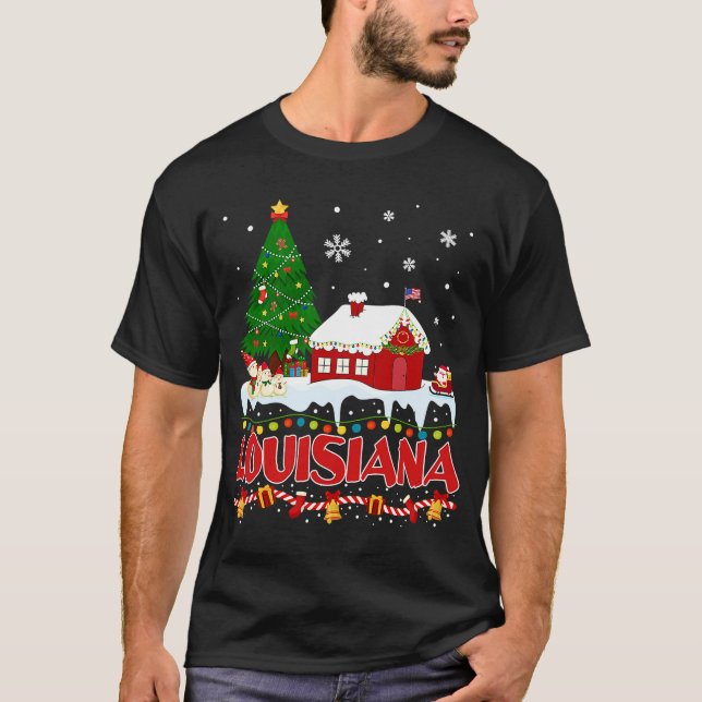 T-shirt Louisiane Arbre de Noël Pyjama État de Lou (Devant)