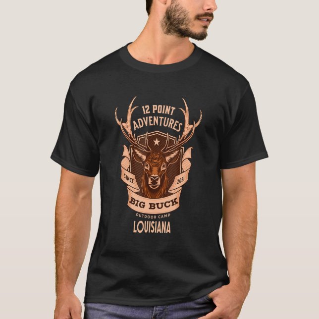 T-shirt Louisiane Chasse Aux Cerfs Pour Hommes (Devant)