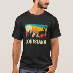 T-shirt Louisiane Nature Wild Deer Retro Sunset Randonnée