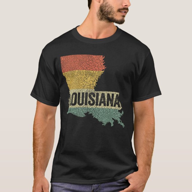 T-shirt Louisiane Vintage Retro Sunset State Map (Devant)