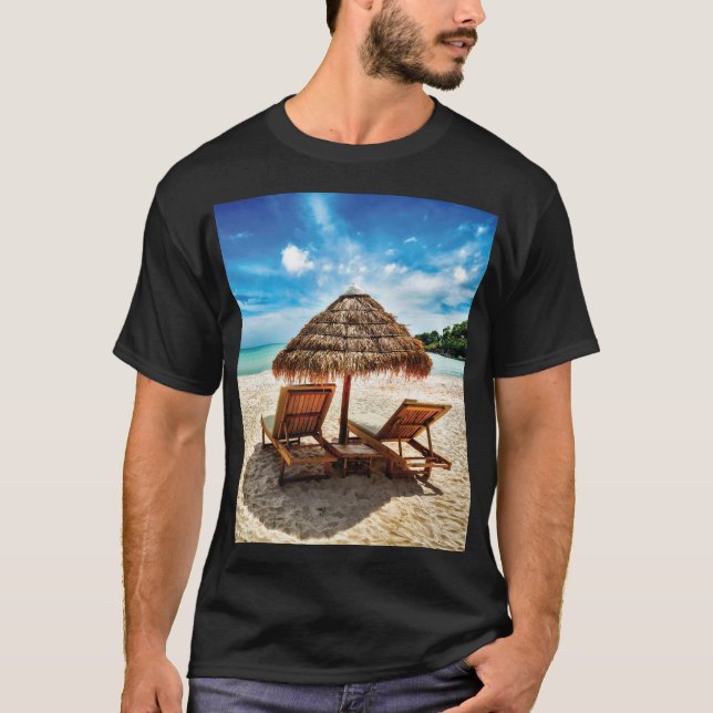 T-shirt Lounge on beach throw pillow (Devant)
