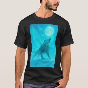 T-shirt Loup ailé mystique hurlant à la lune