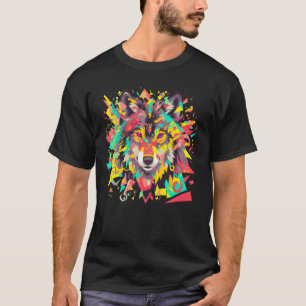 T-shirt Loup Alpha Majestueux Pop Art Vibrant Chaud