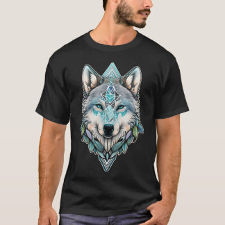 T-shirt Loup Aquarelle Yoga Mandala Animal Animal sauvage 