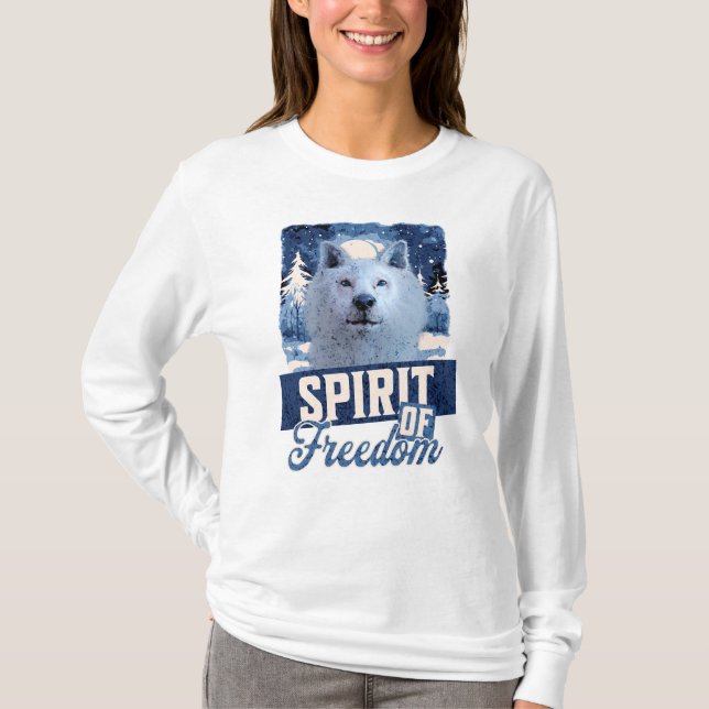 T-shirt Loup Arctique Esprit de liberté Création faunique (Devant)