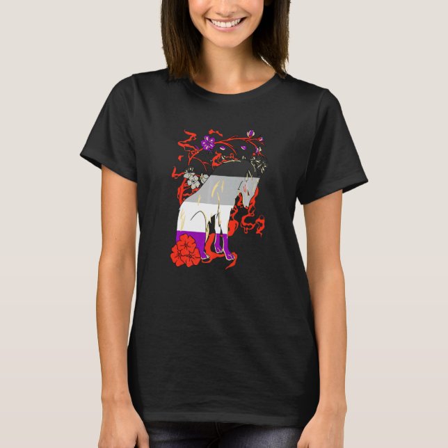 T-shirt Loup Asexuel Lgbqa Ace Flower Asexuality Pride Ase (Devant)